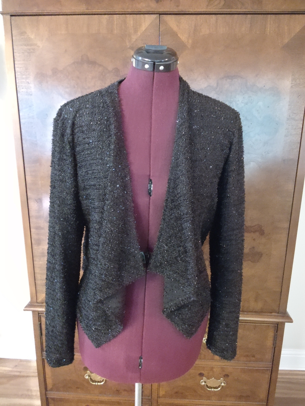 Sunny Leigh Black Sparkle Open-Front Blazer